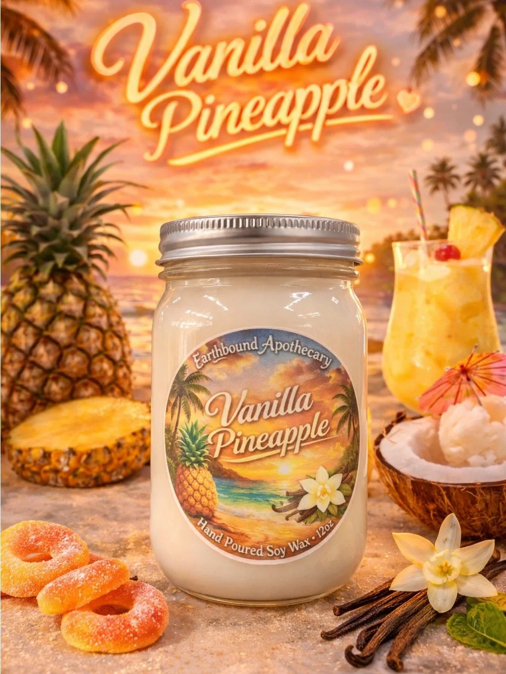 Vanilla Pineapple 12oz Soy Candle